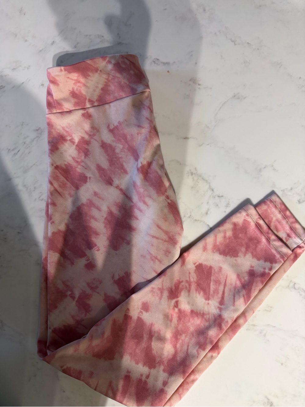 Girls' Pink Tie-Dye High-Waist Leggings